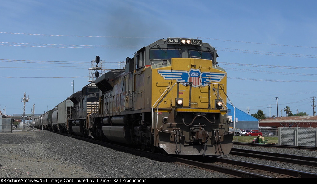 UP 8430 Leads a Grain Train